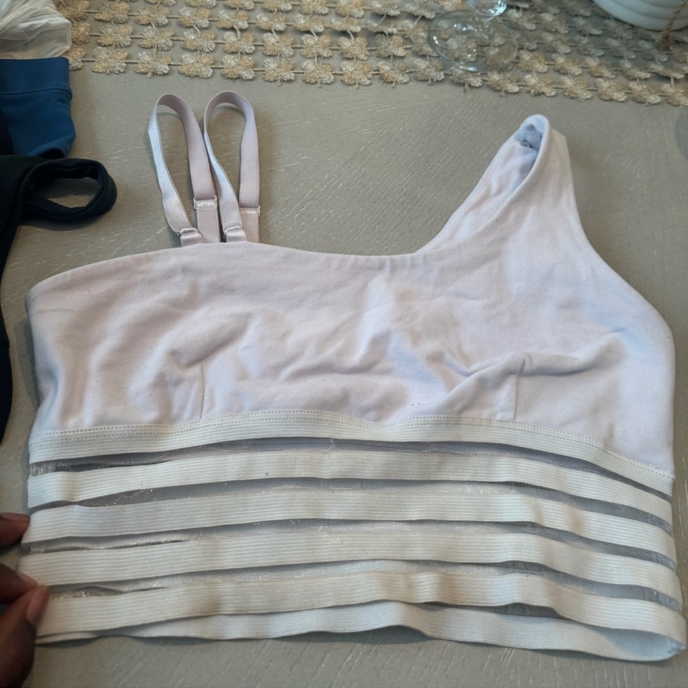 Bombshell sportswear, one shoulder, top, white medium